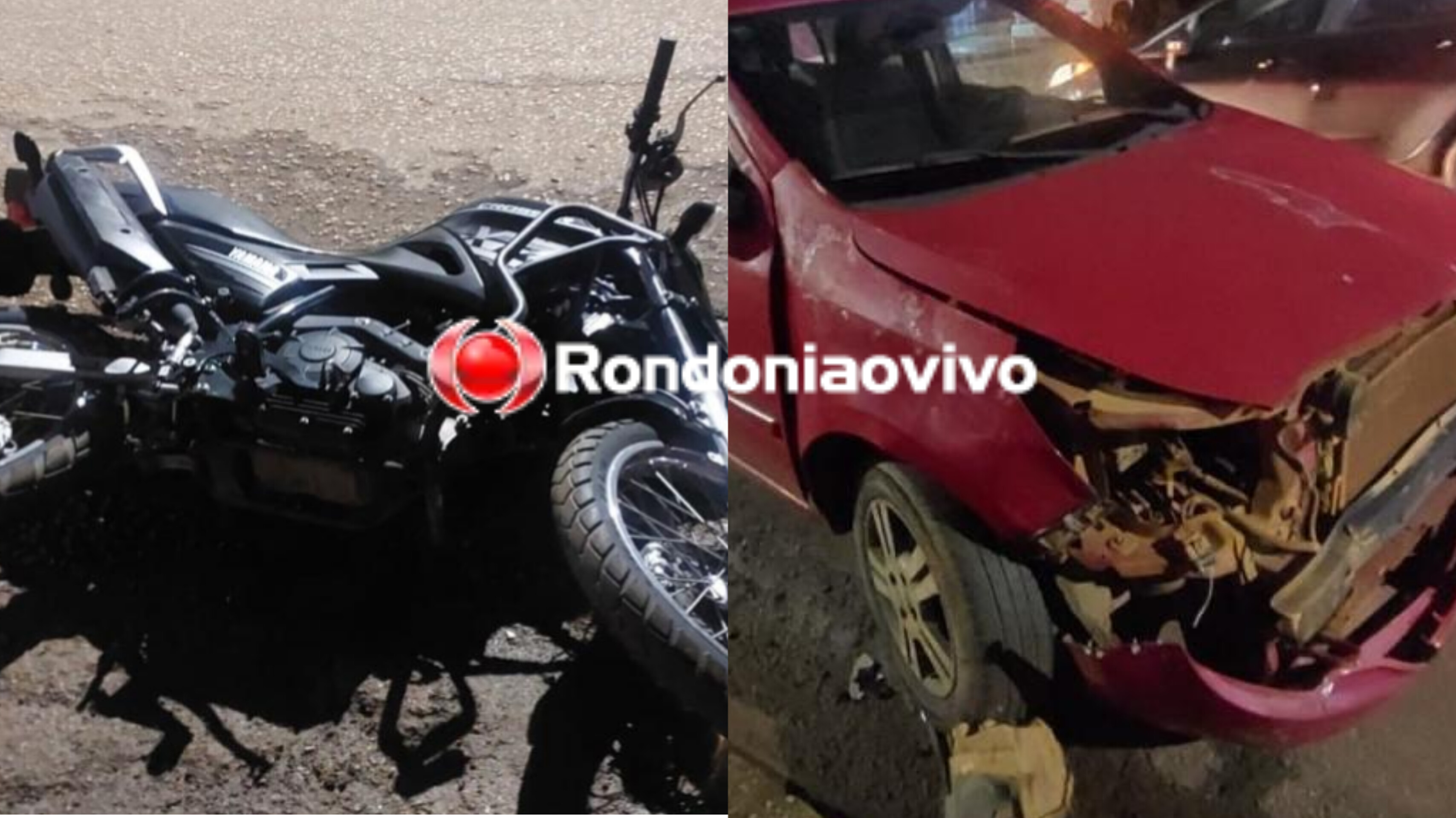 MIGUEL CALMON: Motociclista de 22 anos vai parar na calçada ao ser atropelada por carro 