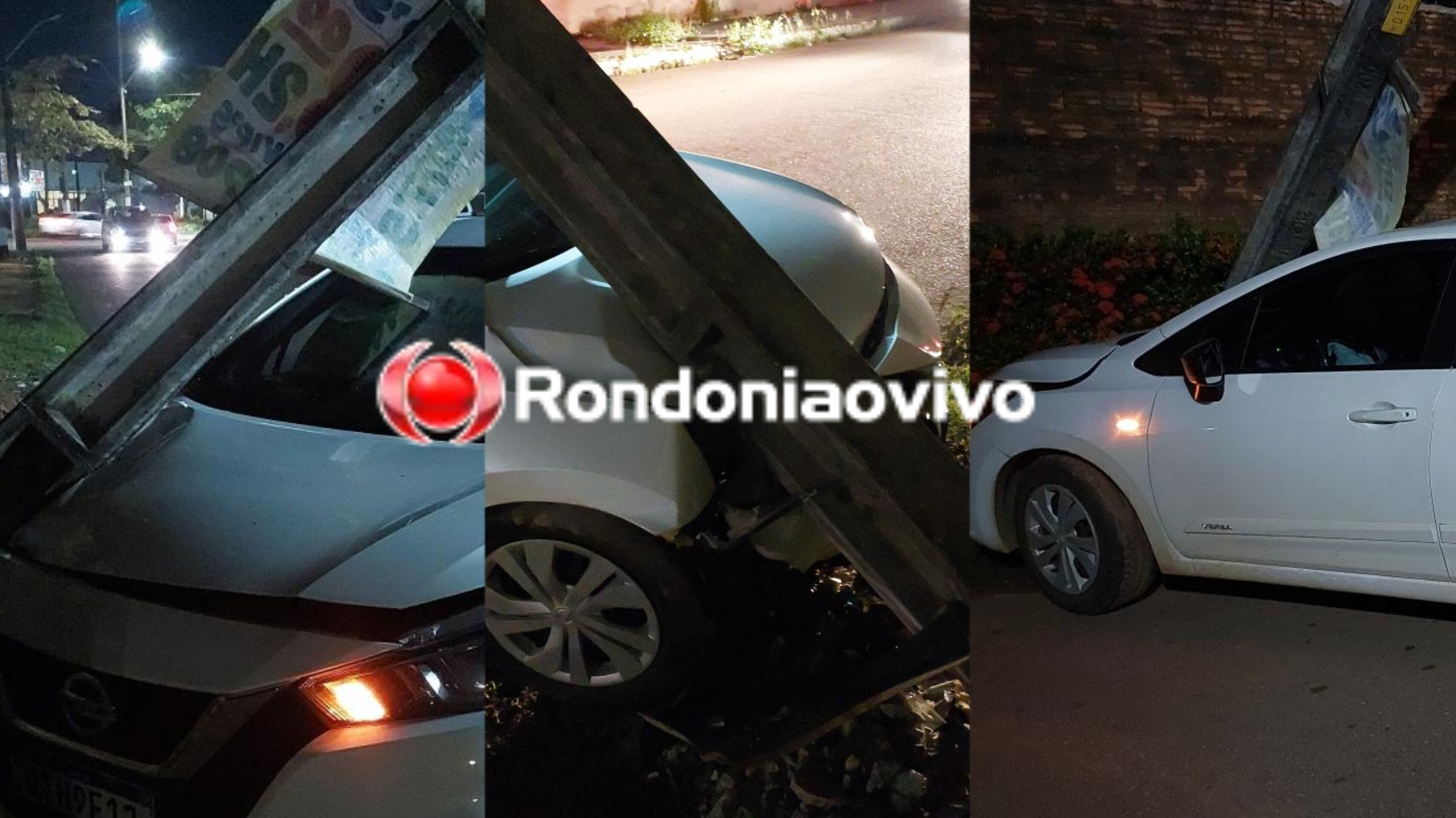 DESTRUIU: Motorista de Versa derruba poste, deixa moradores sem energia e foge do local 