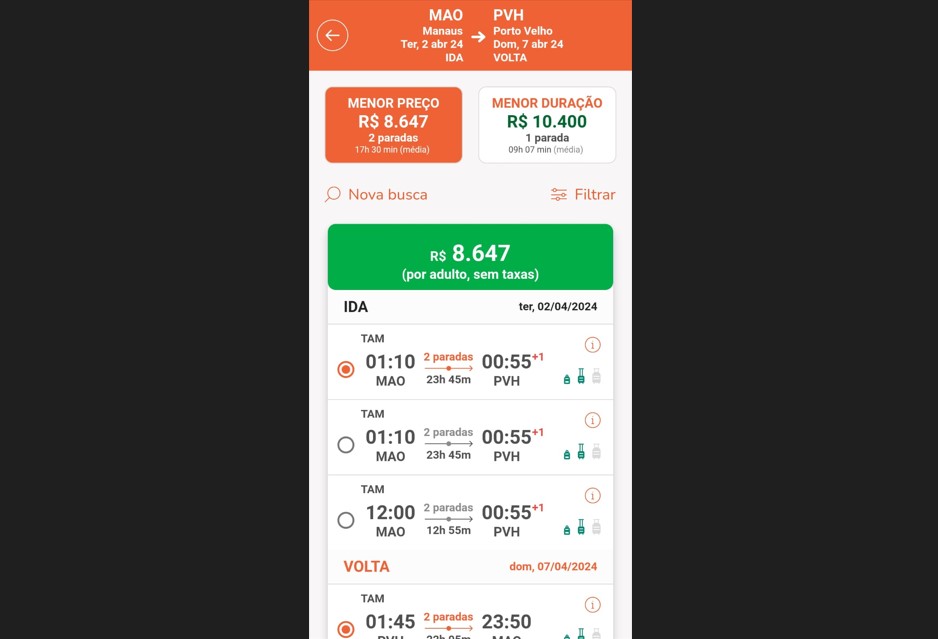 SURREAL: Passagens aéreas entre Porto Velho e Manaus custam mais de R$ 10 mil 