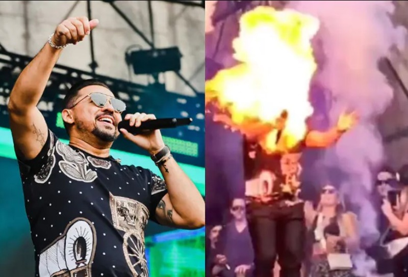 VÍDEO: Xand Avião tem rosto atingido por fogo durante show em São Paulo