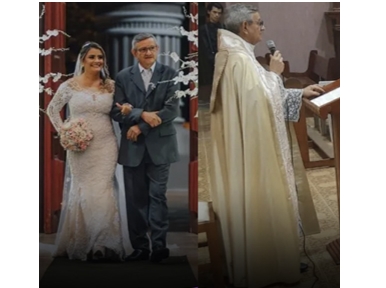 DIÁCONO: Pai entrega filha ao noivo e veste a batina para celebrar o casamento 