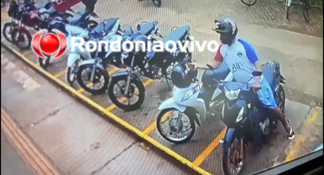 VÍDEO: Ladrão de capacete é flagrado agindo na frente de supermercado 