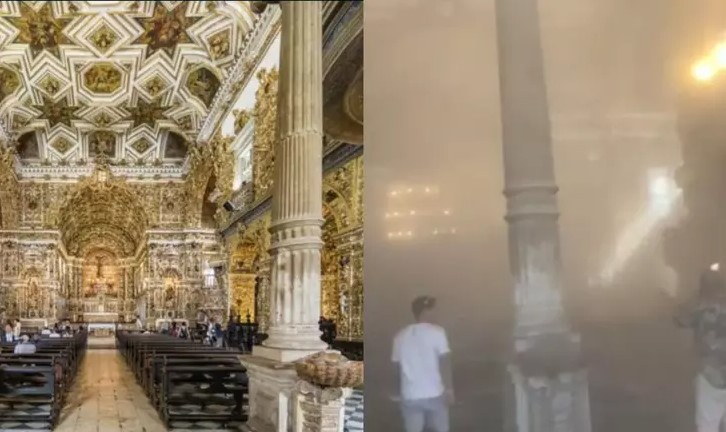 TRÁGICO: Teto de histórica 'igreja de ouro' desaba e mata uma pessoa em Salvador