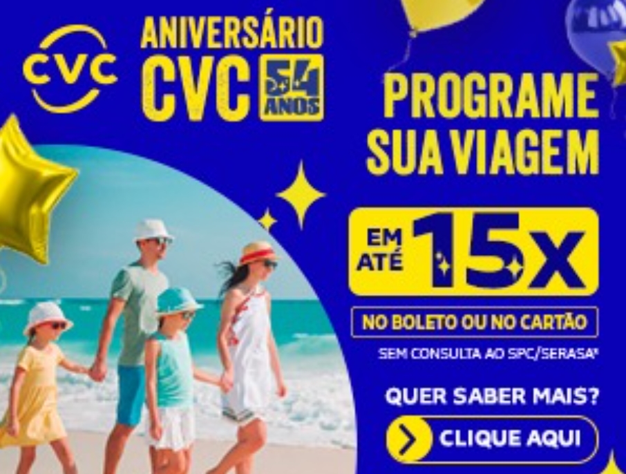 TURISMO: CVC Viagens celebra 54 anos com promoções especiais saindo de PVH