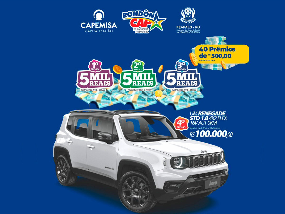 RONDONCAP: Para fechar o mês das férias com Renegade na garagem ou 100.000 reais na conta
