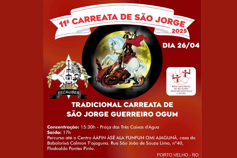 RELIGIOSIDADE: 11ª Carreata de São Jorge será realizada no sábado (26) em Porto Velho