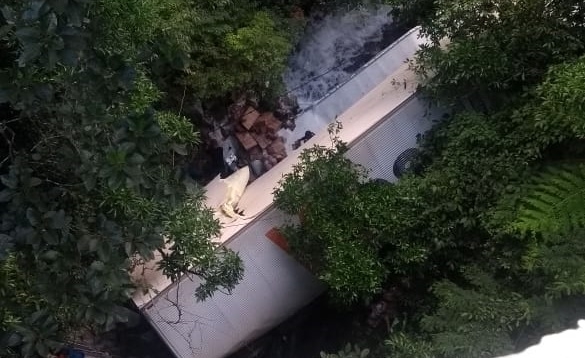 RÁPIDO: Motorista rondoniense se salva de acidente após pular de caminhão que caiu em rio