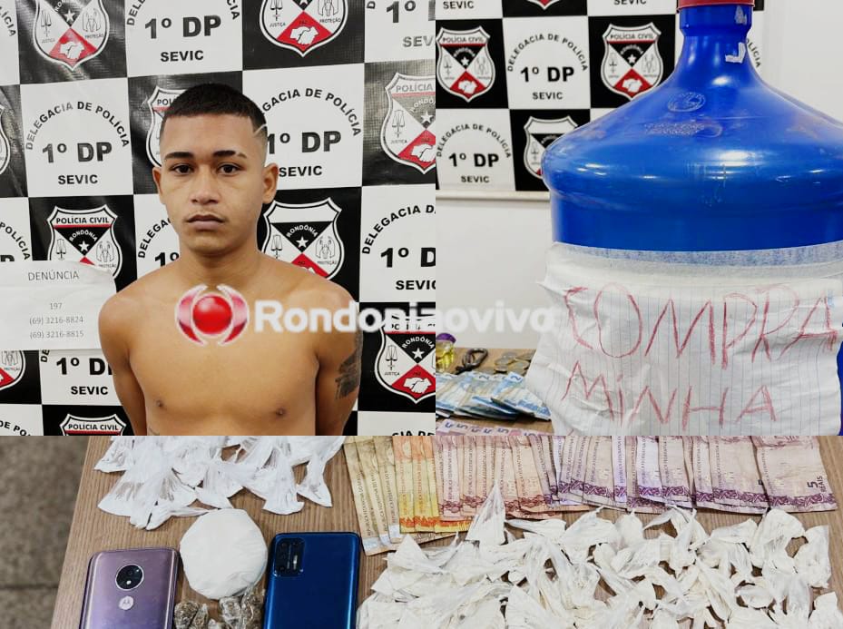 'COMPRAR MOTO': Traficante usava galão de água como cofre para guardar dinheiro 