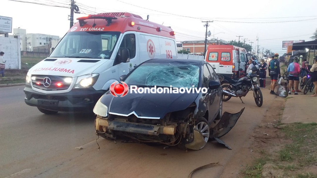EMBRIAGADO: Motorista na contramão sobe calçada e deixa pedestre em estado grave