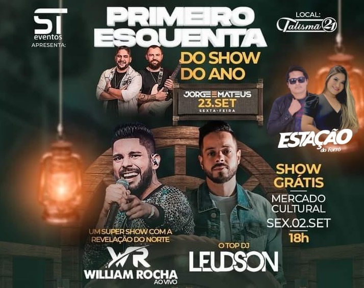 SHOWS GRÁTIS: Esquenta do show do Jorge & Mateus é hoje no Mercado Cultural