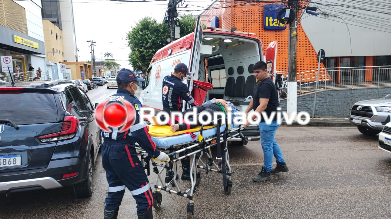 IMPRUDÊNCIA: Mulher em moto fica ferida após motorista de carro avançar cruzamento