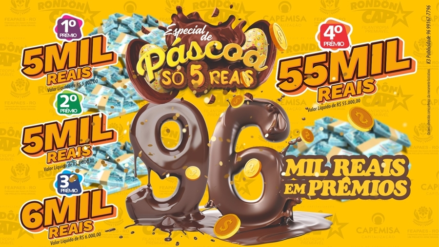 RONDÔNCAP: Especial de Páscoa com mais de 50 chances de ganhar e o título só 5 reais