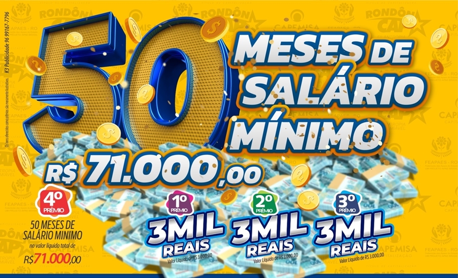 RONDÔNCAP: 50 meses de salário extra no 4° prêmio, e título só 10 reais!
