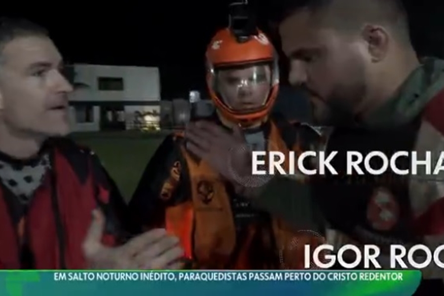 PAI E FILHO: Portovelhenses realizam salto inédito de paraquedas ao lado do Cristo Redentor