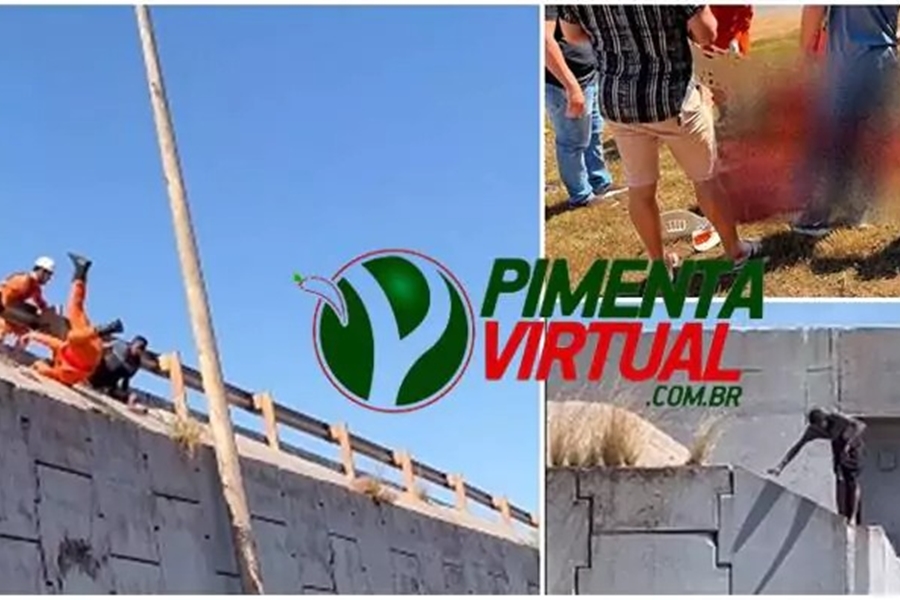 NO VIADUTO: Bombeiro é puxado e acaba caindo ao tentar resgatar jovem