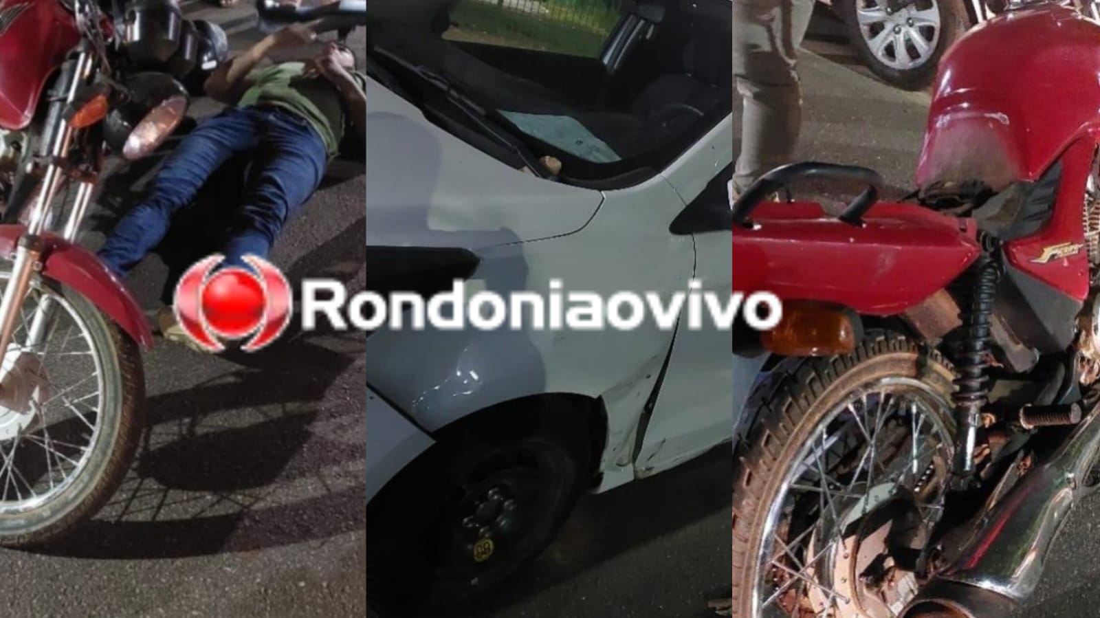 BATIDA LATERAL: Vigilante sofre ferimentos após acidente de carro com moto na capital 