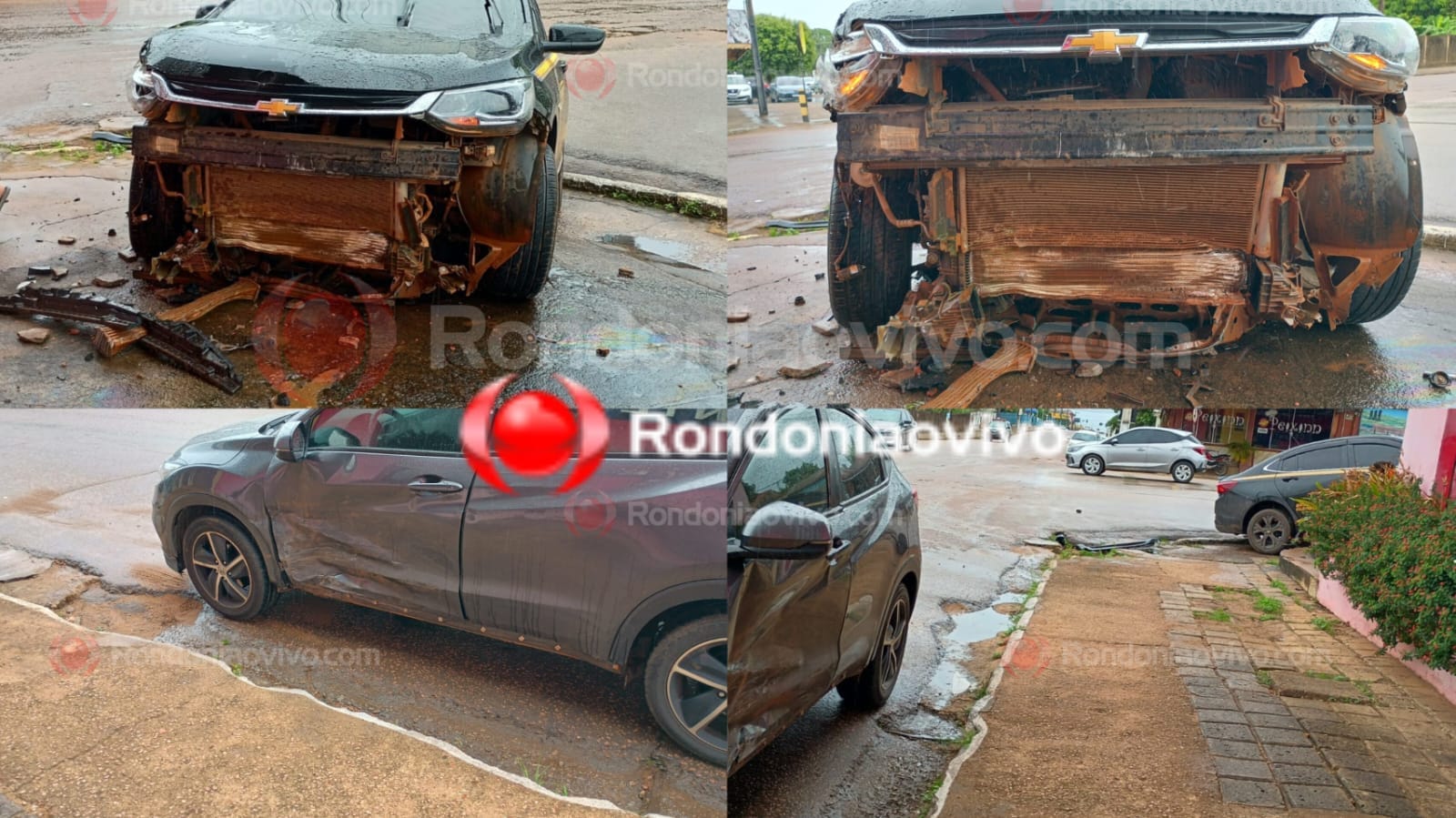 NA CALAMA: Táxi sobe em calçada de empresa após colisão contra HR-V 