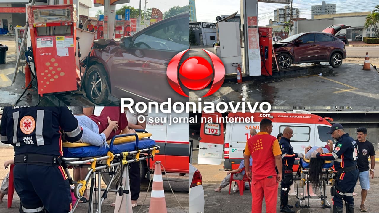 URGENTE: Carro bate em bomba de gasolina e duas mulheres ficam feridas após acidente