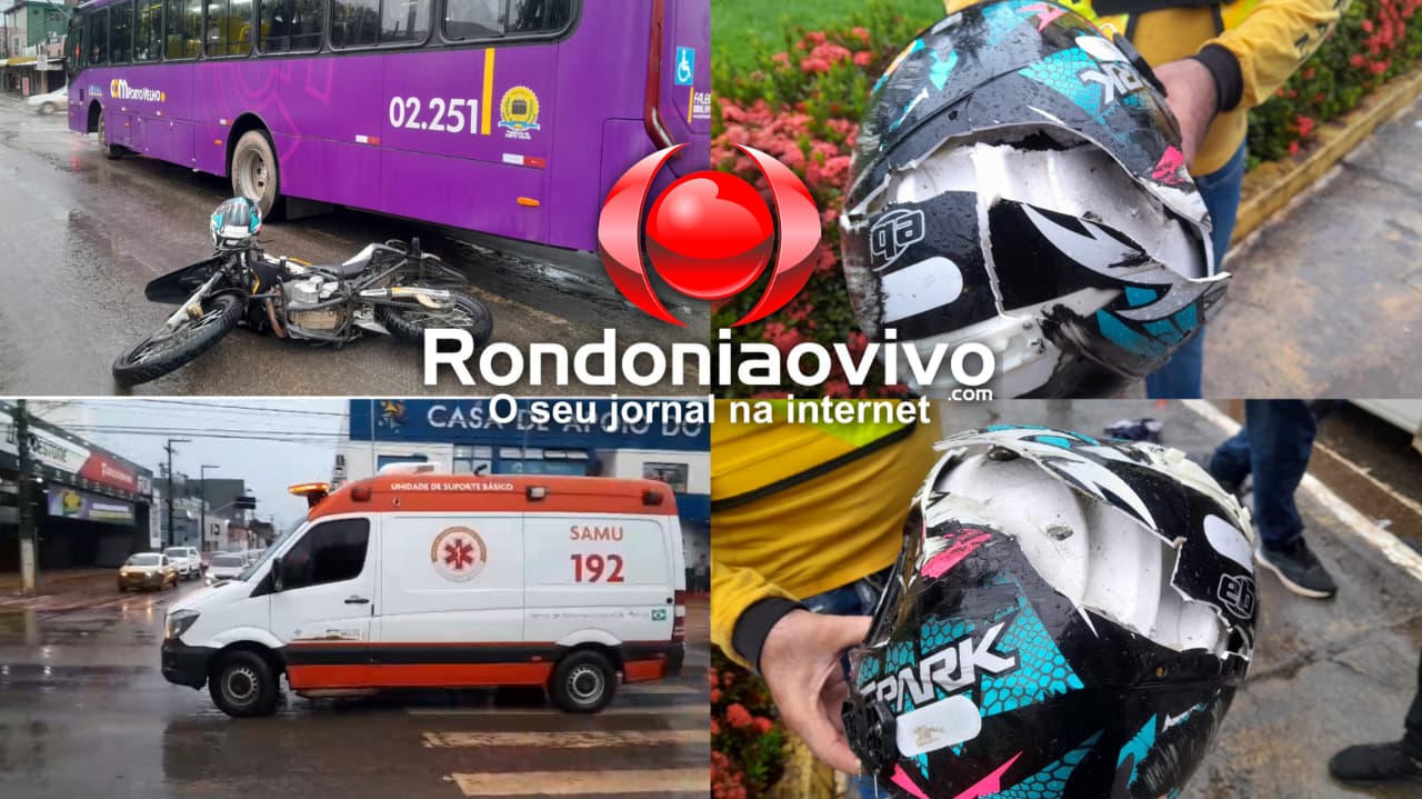 VEJA VÍDEO: Motociclista sofre grave acidente em colisão com ônibus na Jorge Teixeira
