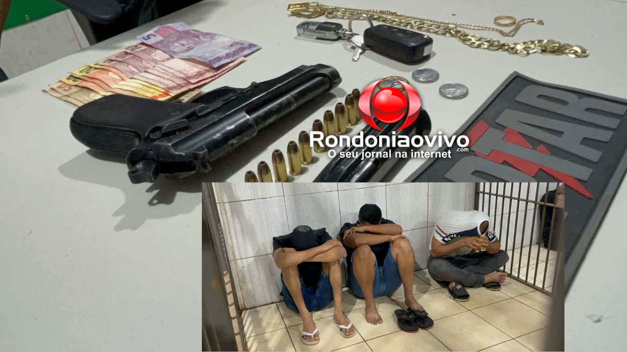 PISTOLA MUNICIADA: BPTAR prende trio armado após denúncia sobre faccionados em Siena