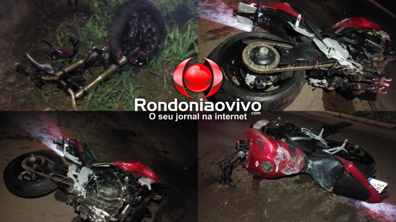 GRAVÍSSIMO: Empresário fica inconsciente após bater CB1000 contra poste e árvore