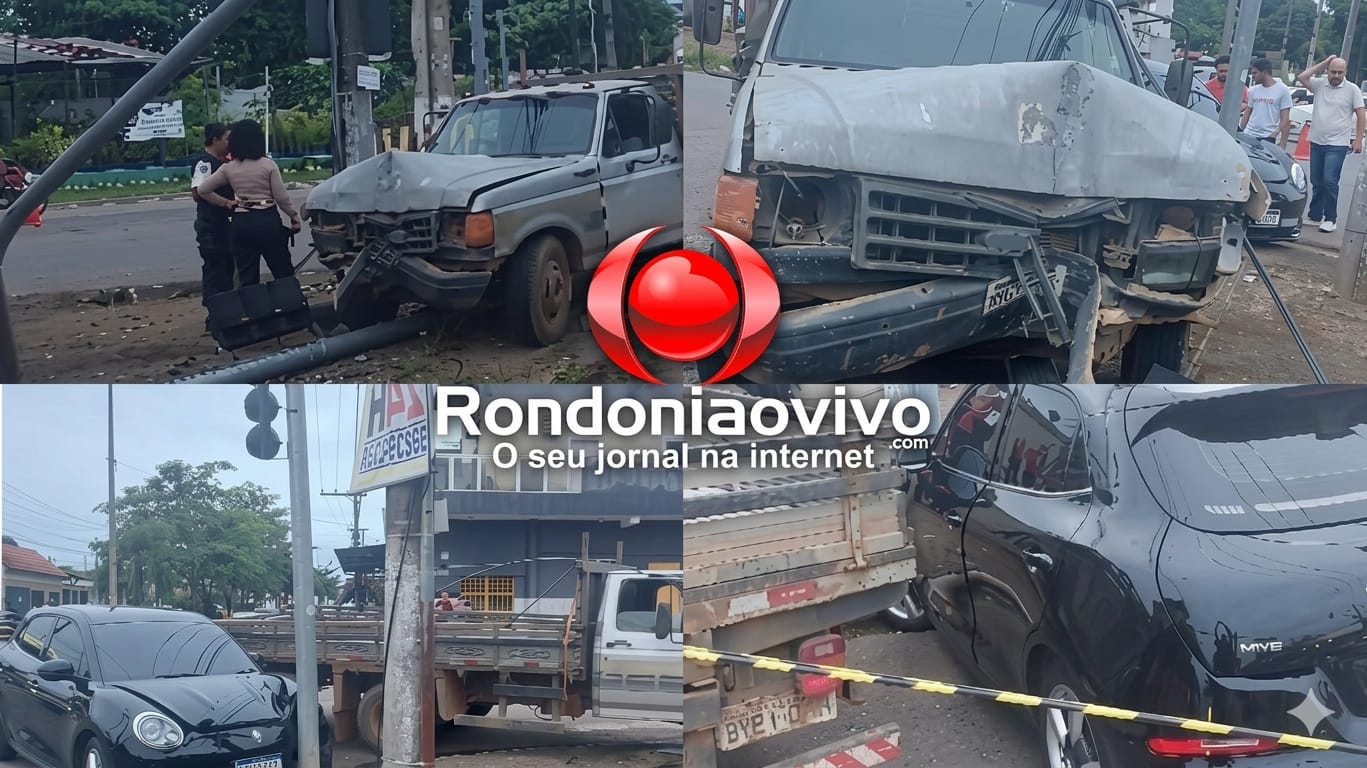 AVANÇOU: Caminhão derruba semáforo após bater em carro na Rio de Janeiro