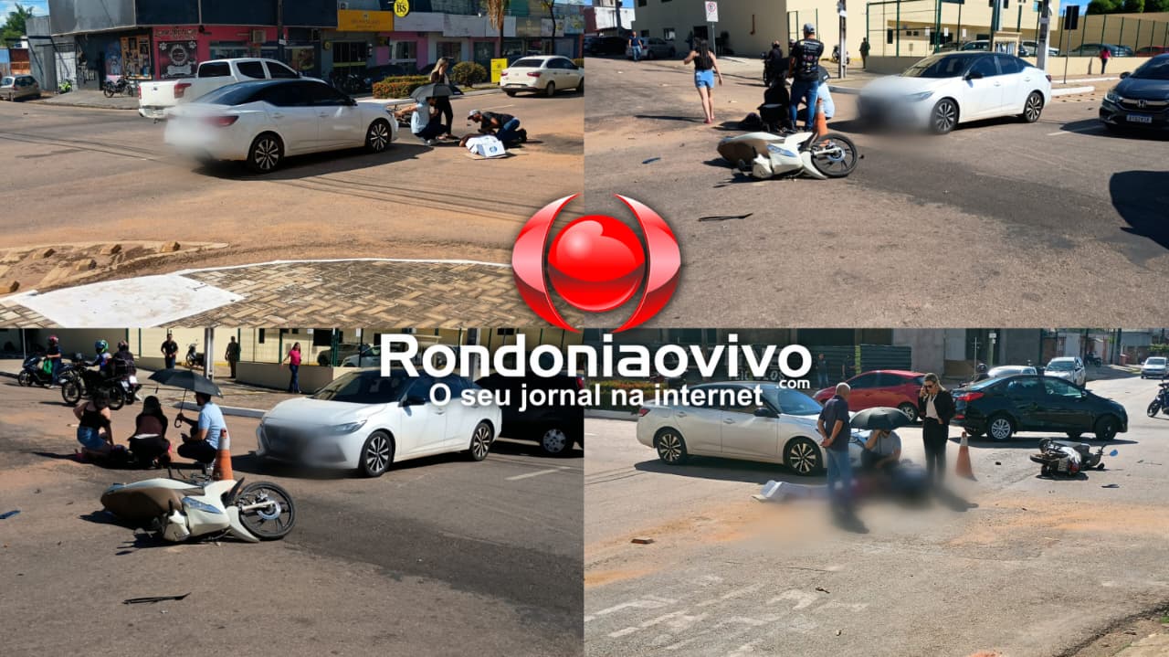 URGENTE: Mulher em moto é vítima de grave acidente ao avançar preferencial