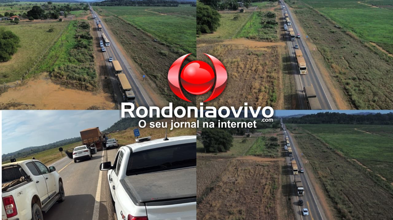 ​CAOS NA RODOVIA: BR-364 permanece  bloqueada; confira imagens aéreas