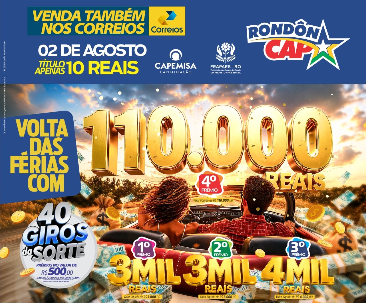 RONDONCAP: 44 prêmios em dinheiro com uma  bolada de 110 mil só no 4º premio