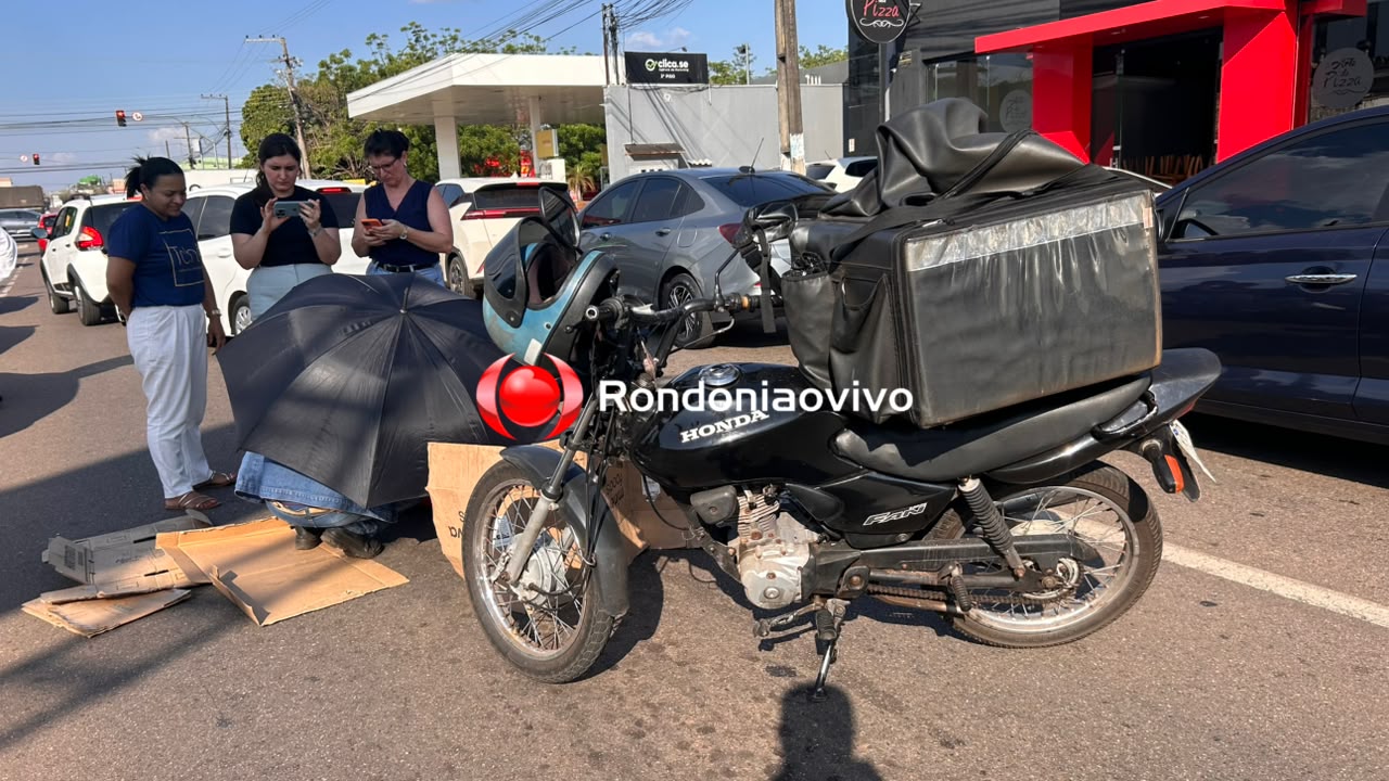 VÍDEO: Mulher é atropelada por motoboy na Avenida Abunã