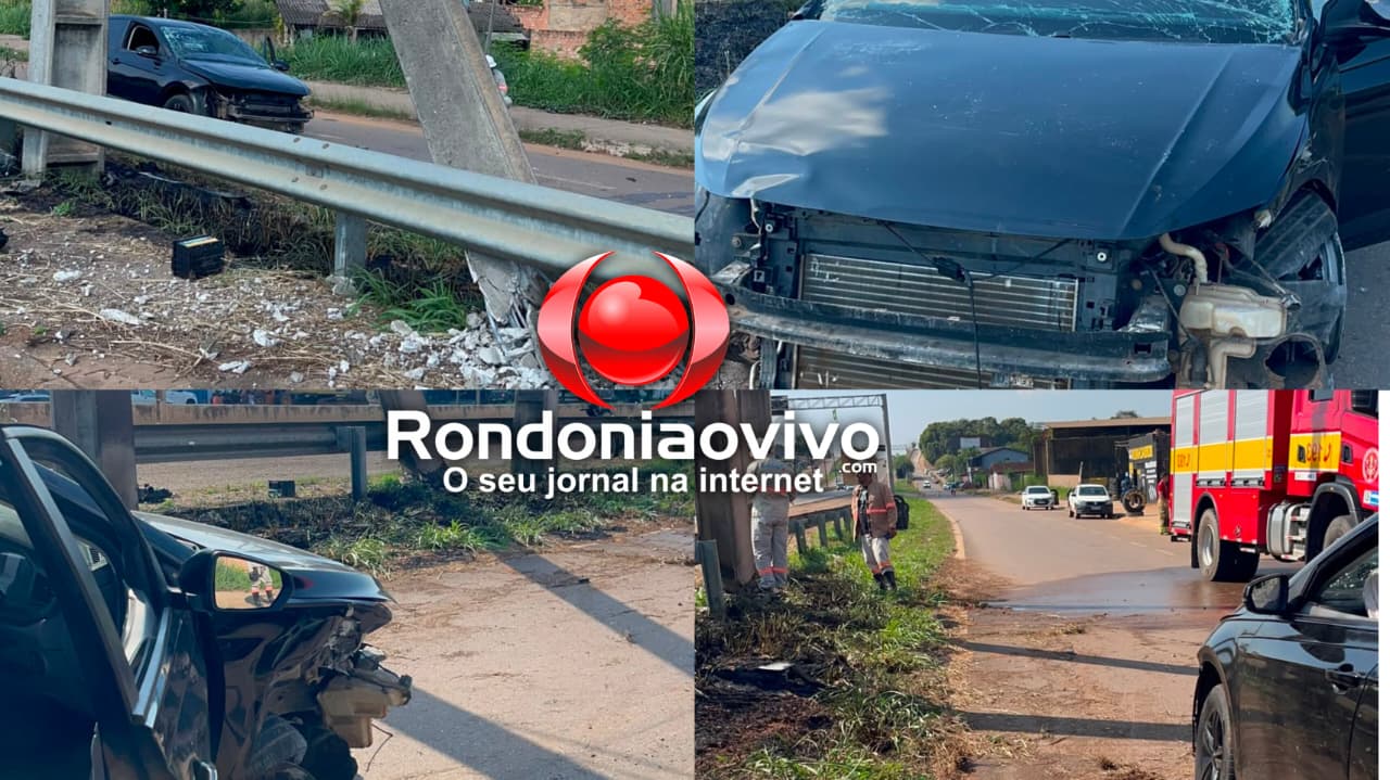 MAIS UM: Polo atinge outro poste e motorista foge na Rua da Beira