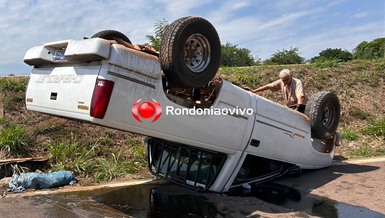 URGENTE: Caminhonete com duas pessoas capota na Rua da Beira