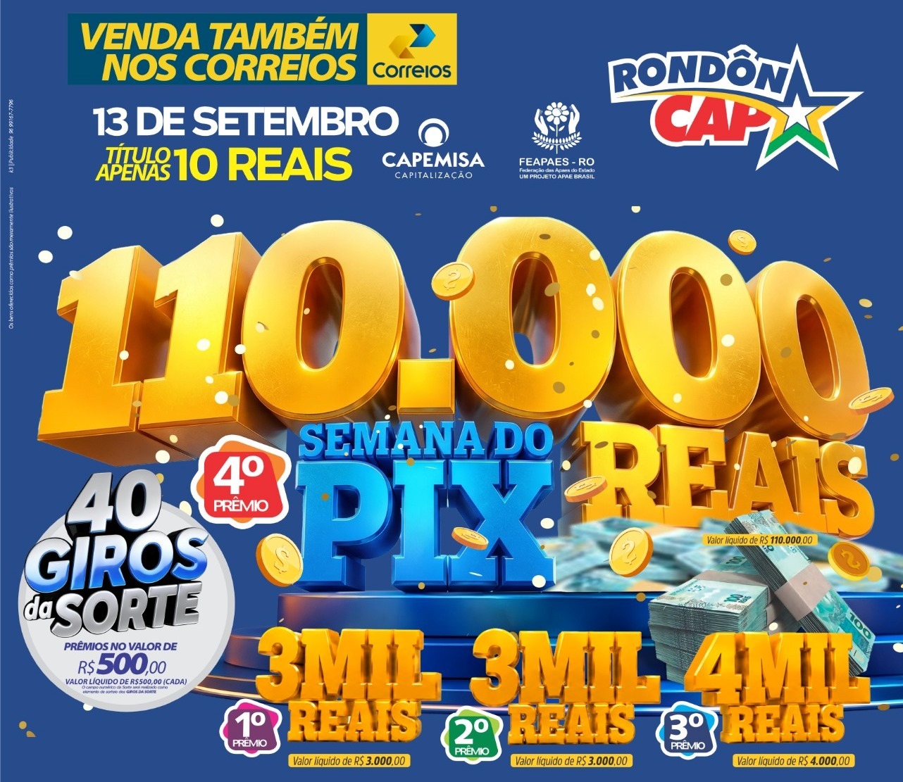SEMANA DO PIX: No 4º prêmio tem 110 mil e o Titulo só 10 reais