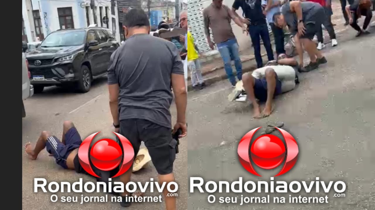 VÍDEO: Acusado de roubar celular de mulher é contido por populares no Centro