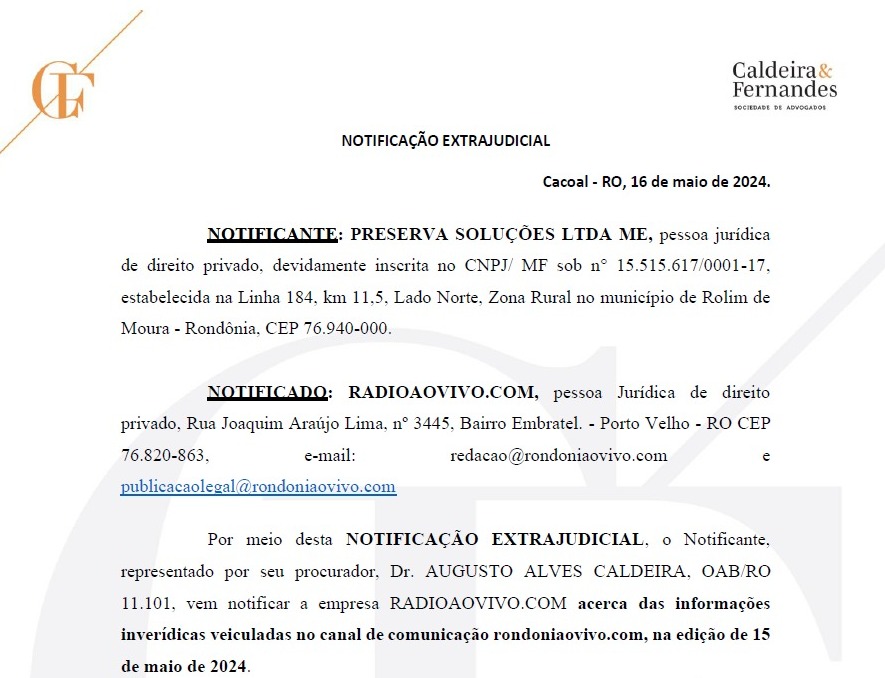 ERRATA: Preserva Soluções diz em Nota que não presta serviços para a Socibra