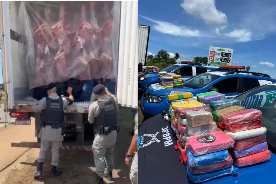 FLAGRANTE: Caminhão frigorífico que saiu do AC é apreendido com 70kg de cocaína em GO