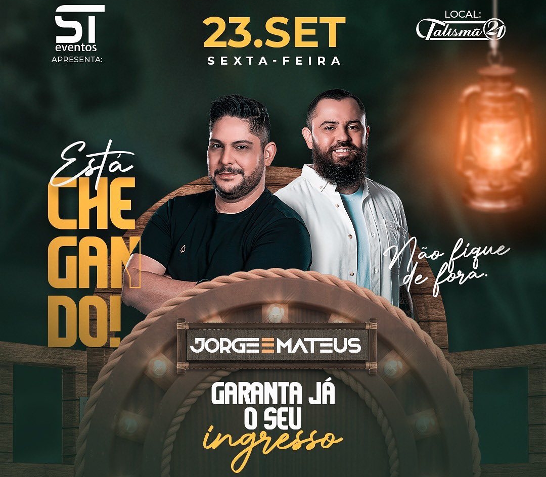 IMPERDÍVEL: Confira os sorteados para show do Jorge e Mateus na Talismã 21