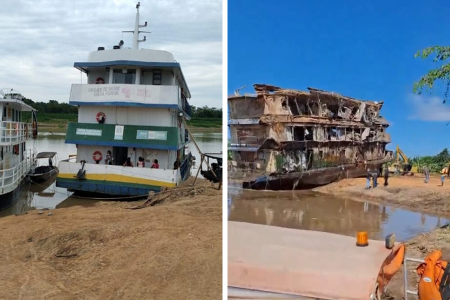 BARCO HOSPITAL: Resgatada embarcação naufragada no rio Mamoré; veja vídeo