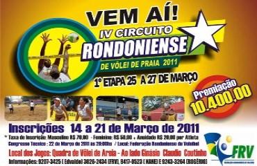 IV Etapa do Circuito Rondoniense de Vôlei de Praia acontece a partir do dia 25 de março