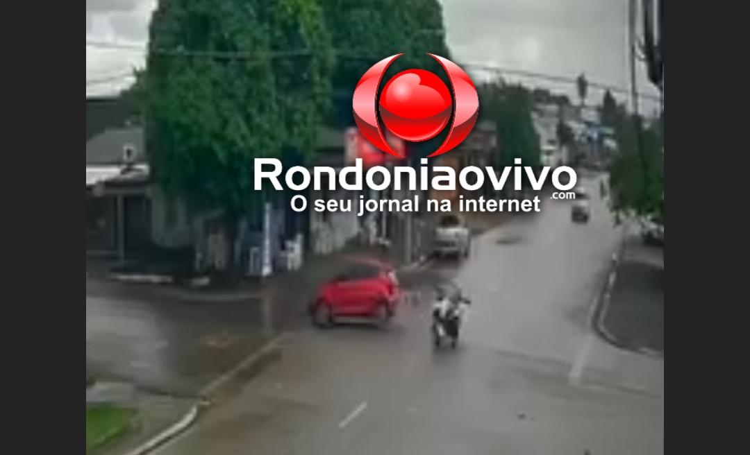 CARRO AVANÇOU: Vídeo mostra grave acidente com motociclista em Porto Velho