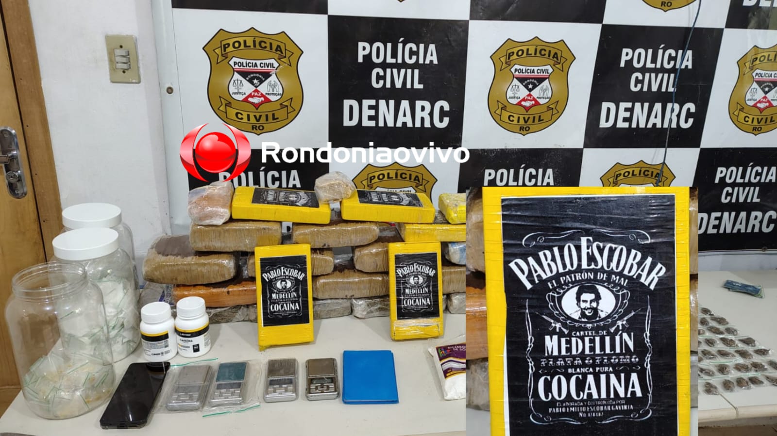 DROGA DO CV: 'Pablo Escobar Medellín', Denarc apreende 25 quilos de entorpecentes em casa