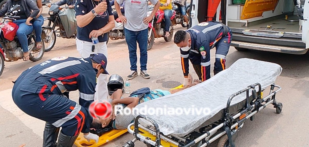 AVANÇOU: Acidente entre moto e caminhonete deixa mulher ferida em semáforo 