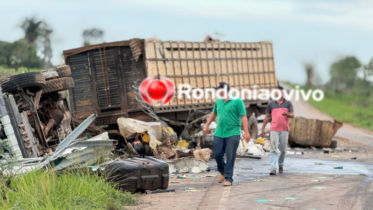 TRÁGICO: Colisão entre caminhões na BR-364 deixa um morto e três feridos 