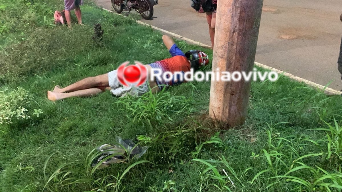 RUA DA BEIRA: Motociclista fica em estado grave após bater contra poste 