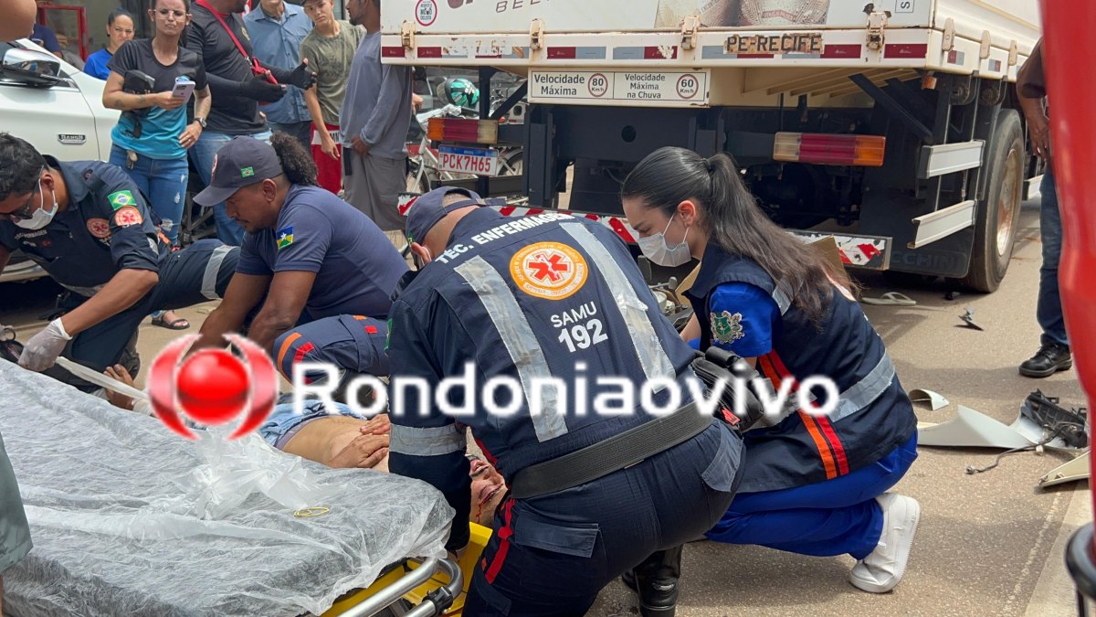 INTUBADO: Motociclista fica em estado gravíssimo após bater na traseira de caminhão