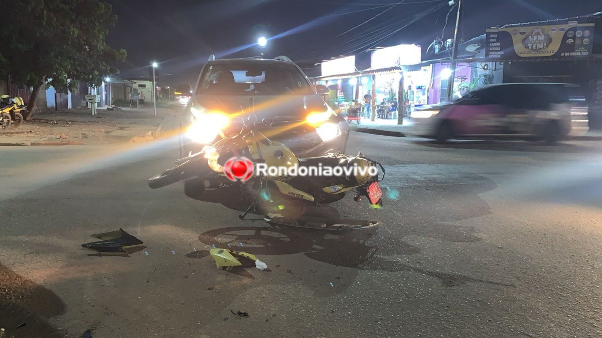 FRATURA EXPOSTA: Mototaxista é atropelado por caminhonete ao avançar preferencial 