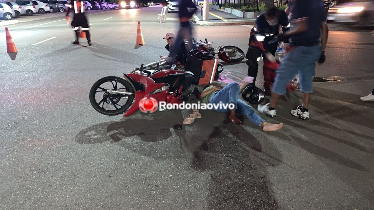 COLISÃO: Homem e mulher sofrem ferimentos após acidente entre motos na 7 de Setembro 