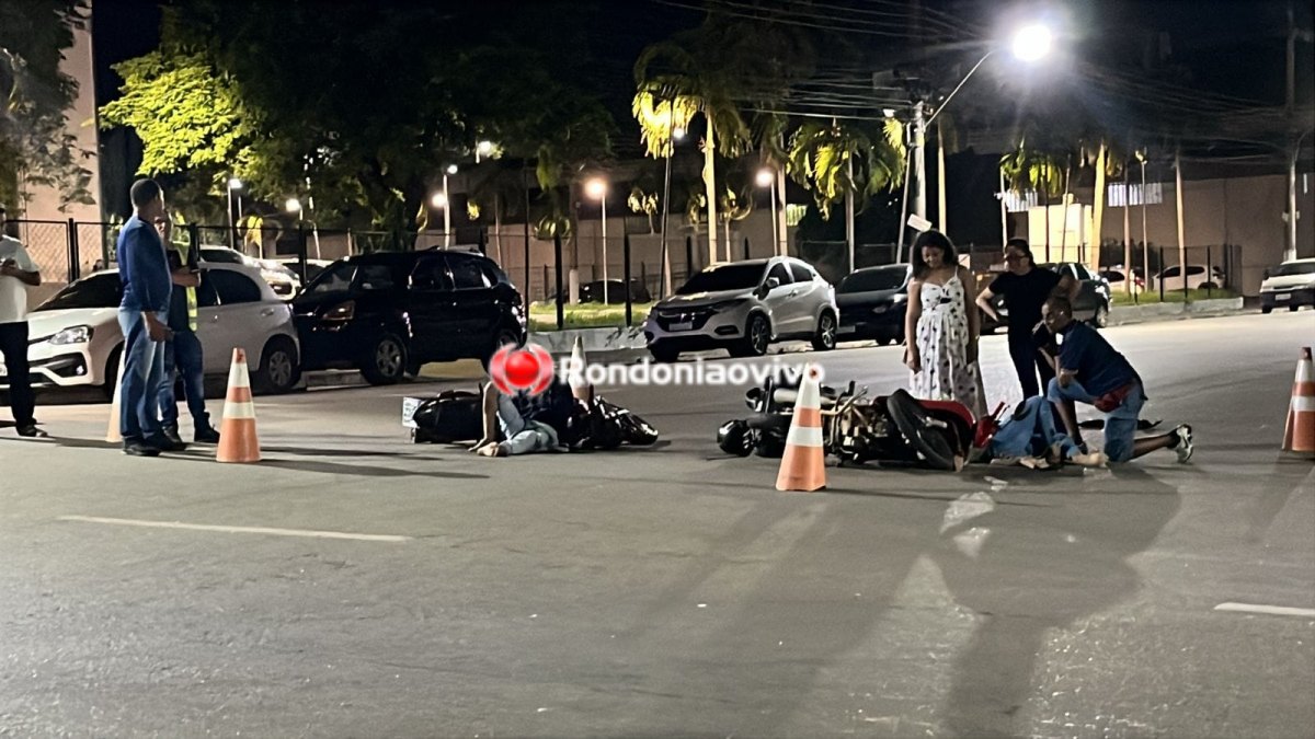 COLISÃO: Homem e mulher sofrem ferimentos após acidente entre motos na 7 de Setembro 