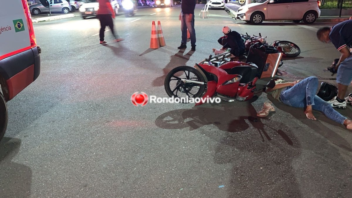 COLISÃO: Homem e mulher sofrem ferimentos após acidente entre motos na 7 de Setembro 