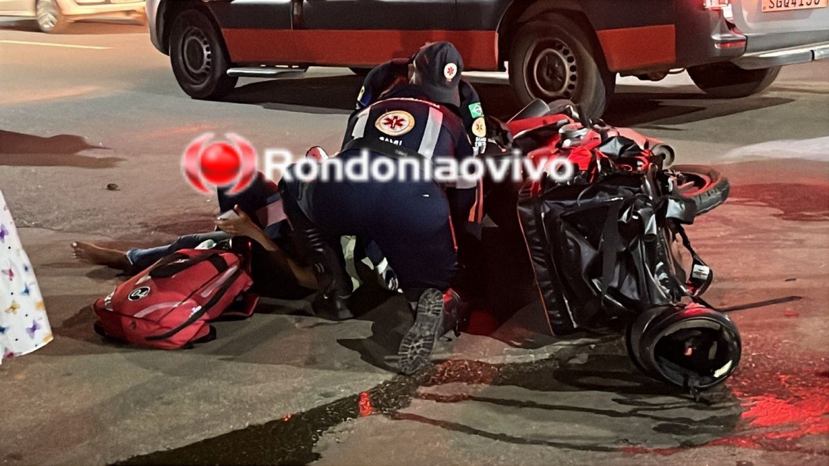 COLISÃO: Homem e mulher sofrem ferimentos após acidente entre motos na 7 de Setembro 